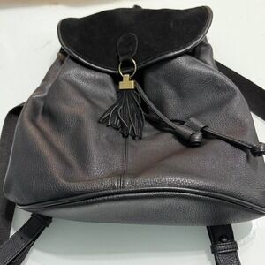 Urban Outfitters Black leather backpack with tassel‎ detail
